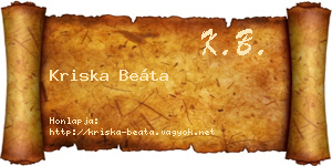 Kriska Beáta névjegykártya