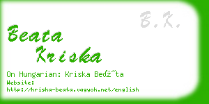 beata kriska business card